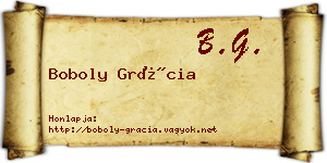 Boboly Grácia névjegykártya